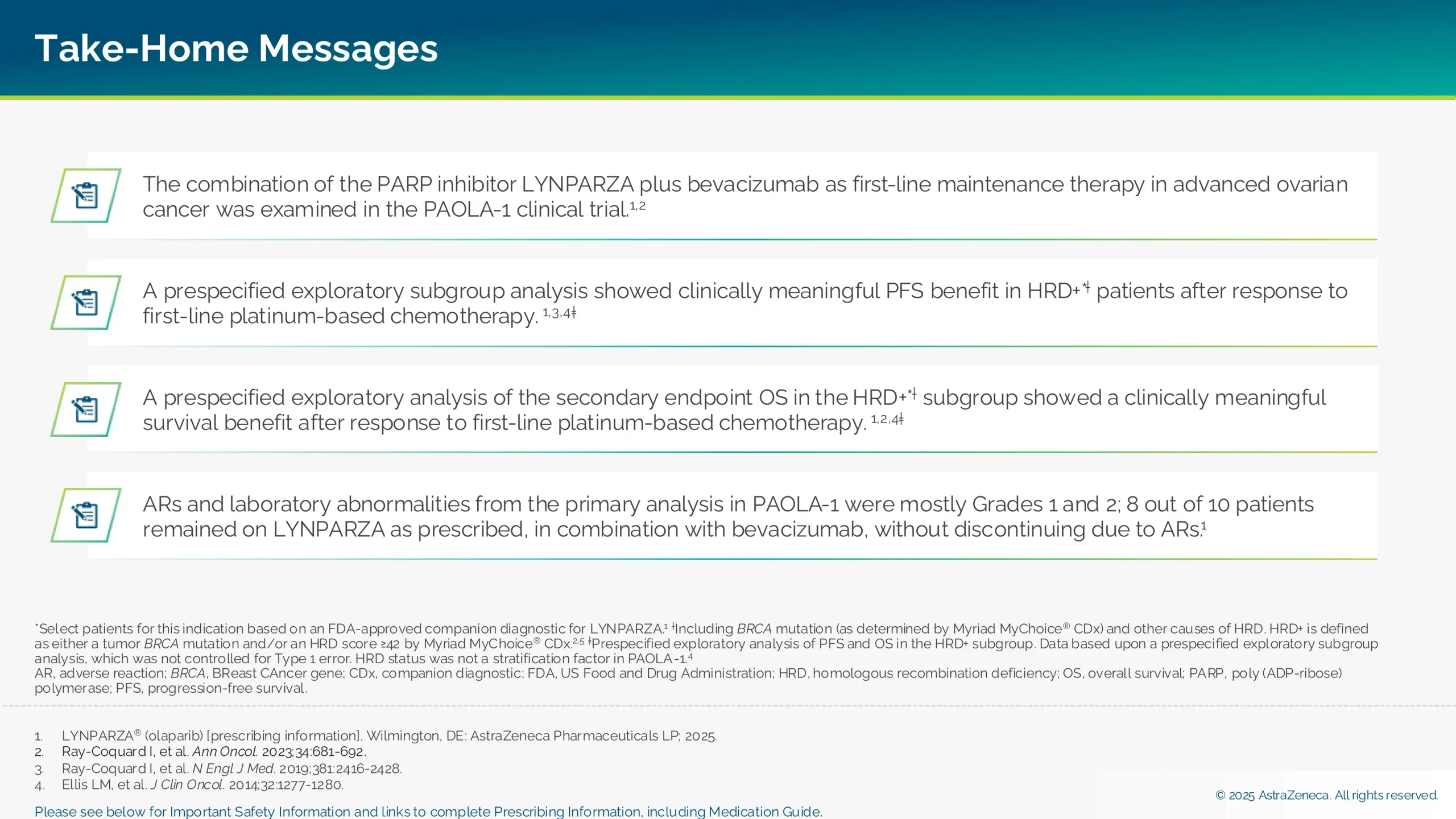 PAOLA-1 clinical trial design, efficacy and safety take-home messages.