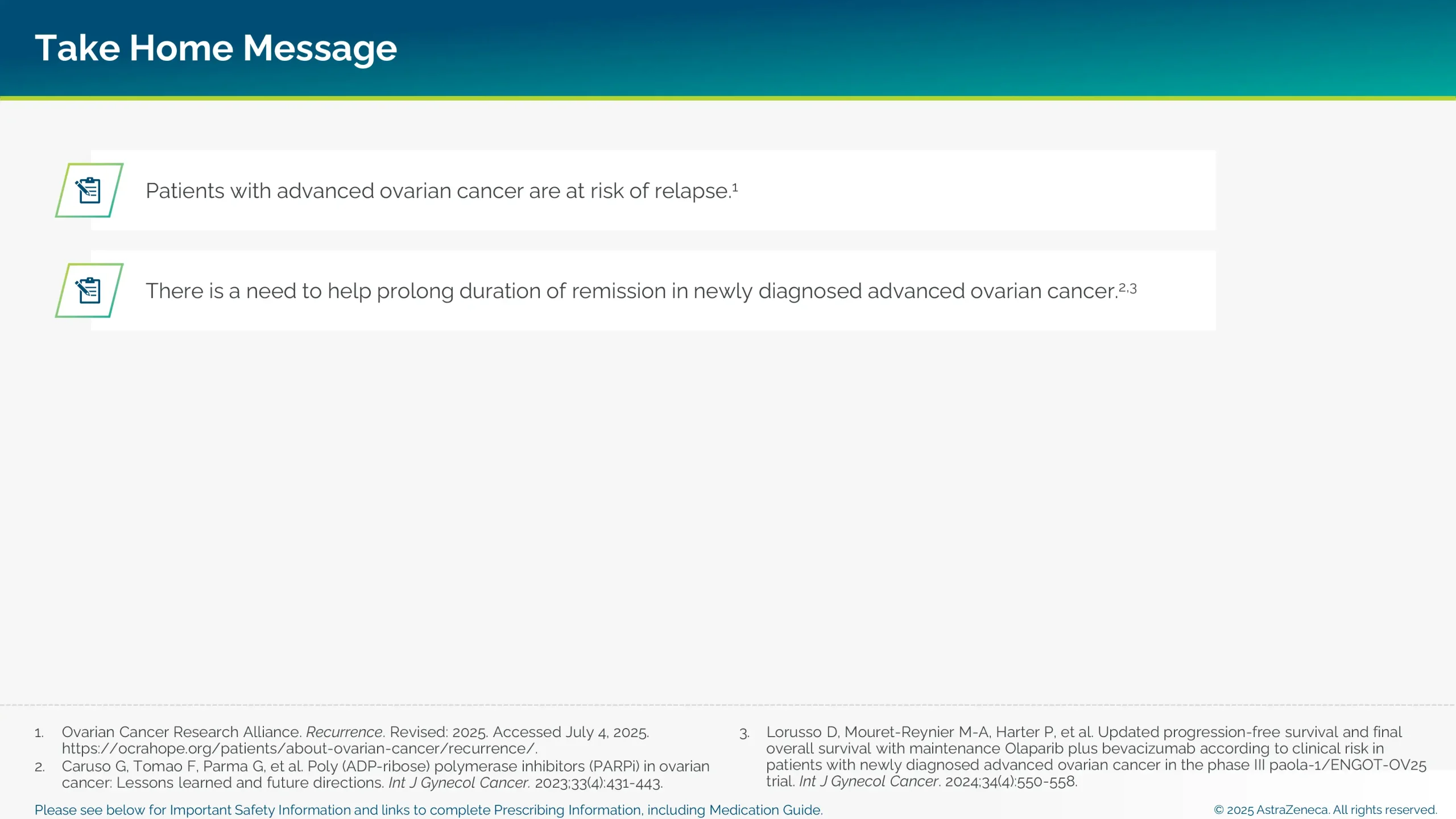 Unmet clinical needs take-home message.