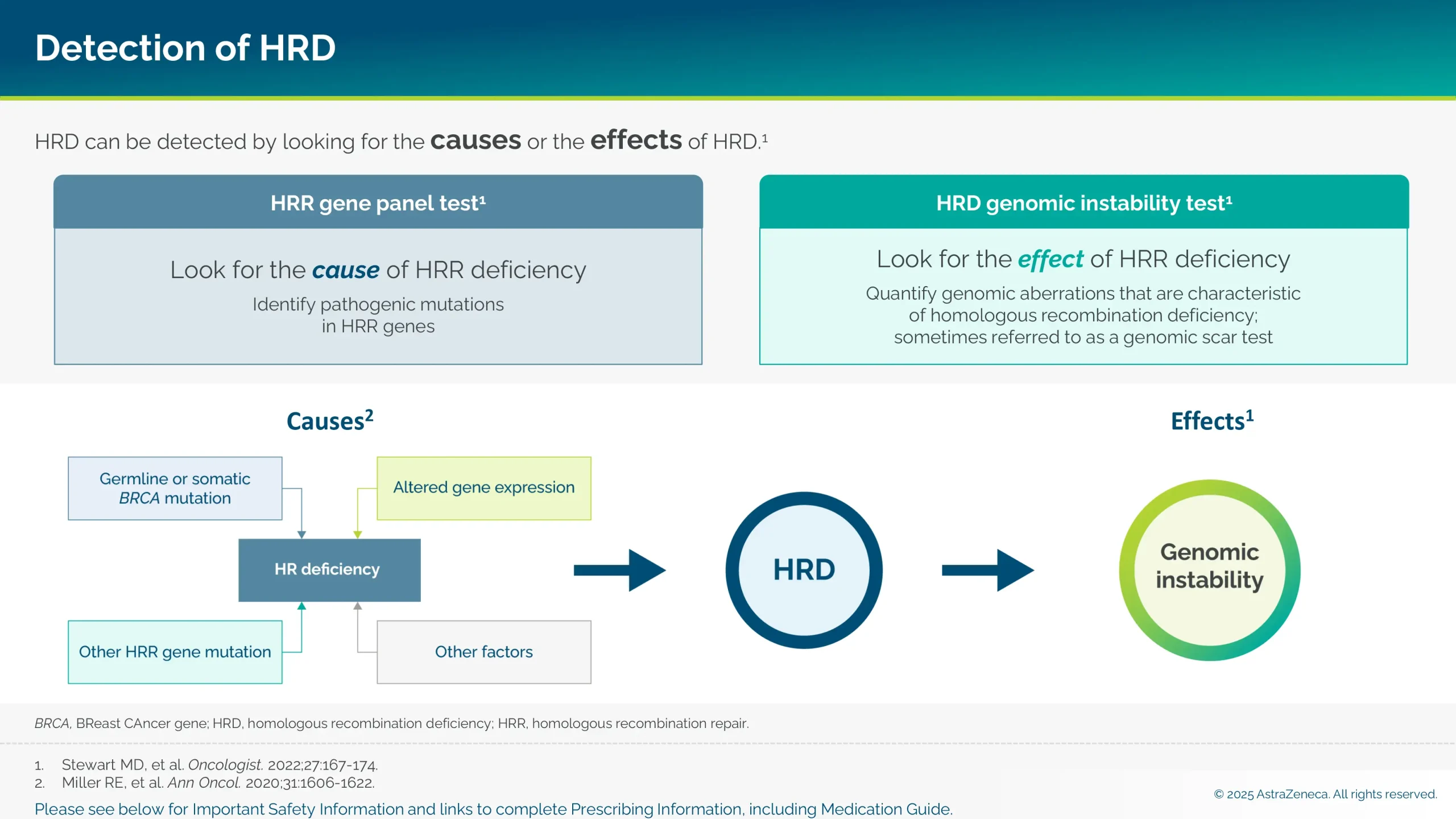 HRD can be detected by looking for the causes of the effects of HRD.